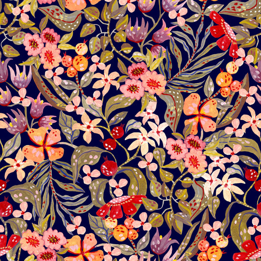 Twilight Berry Orchard Illustration Wallpaper⁠