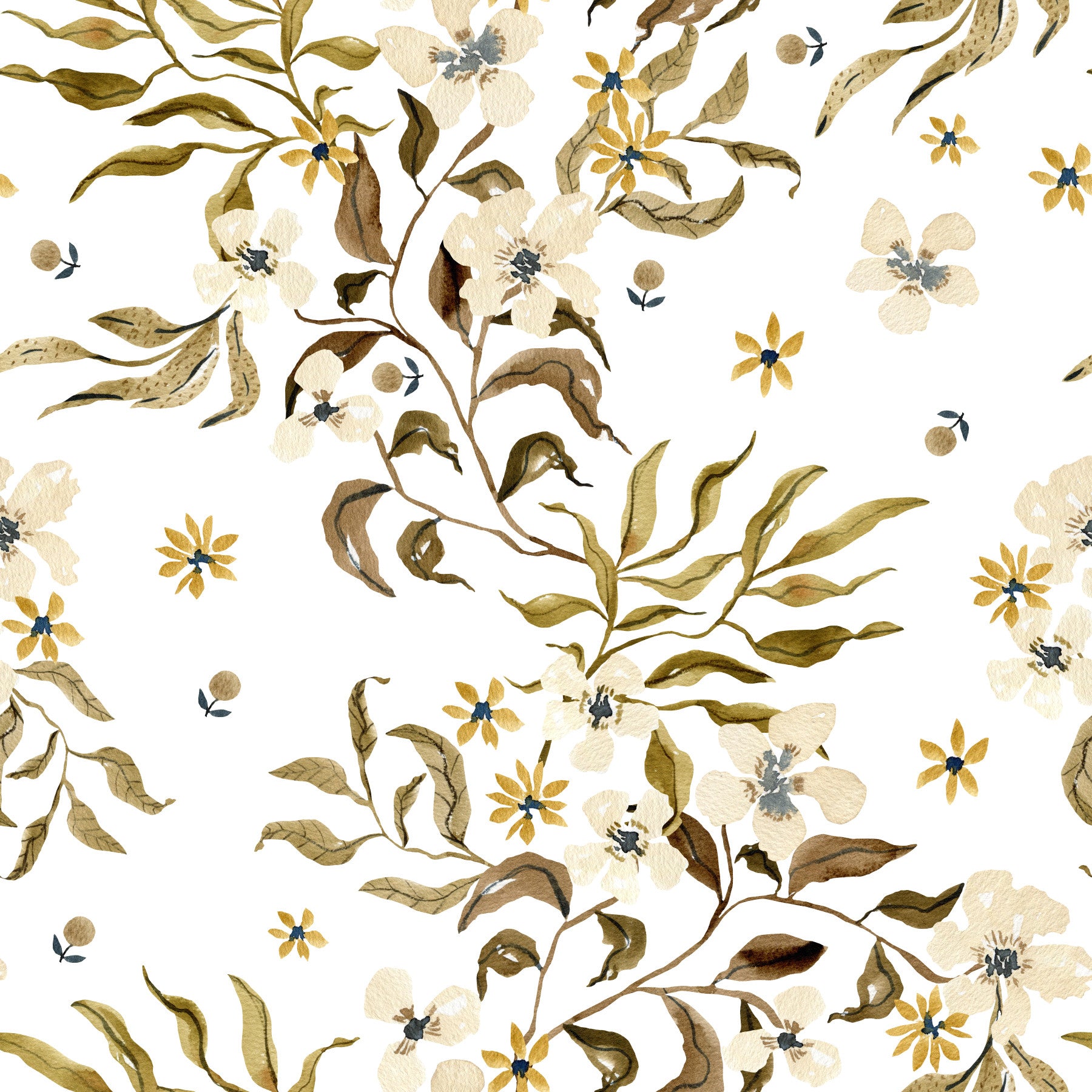 Rustic Earthy Botanical Vines Wallpaper⁠