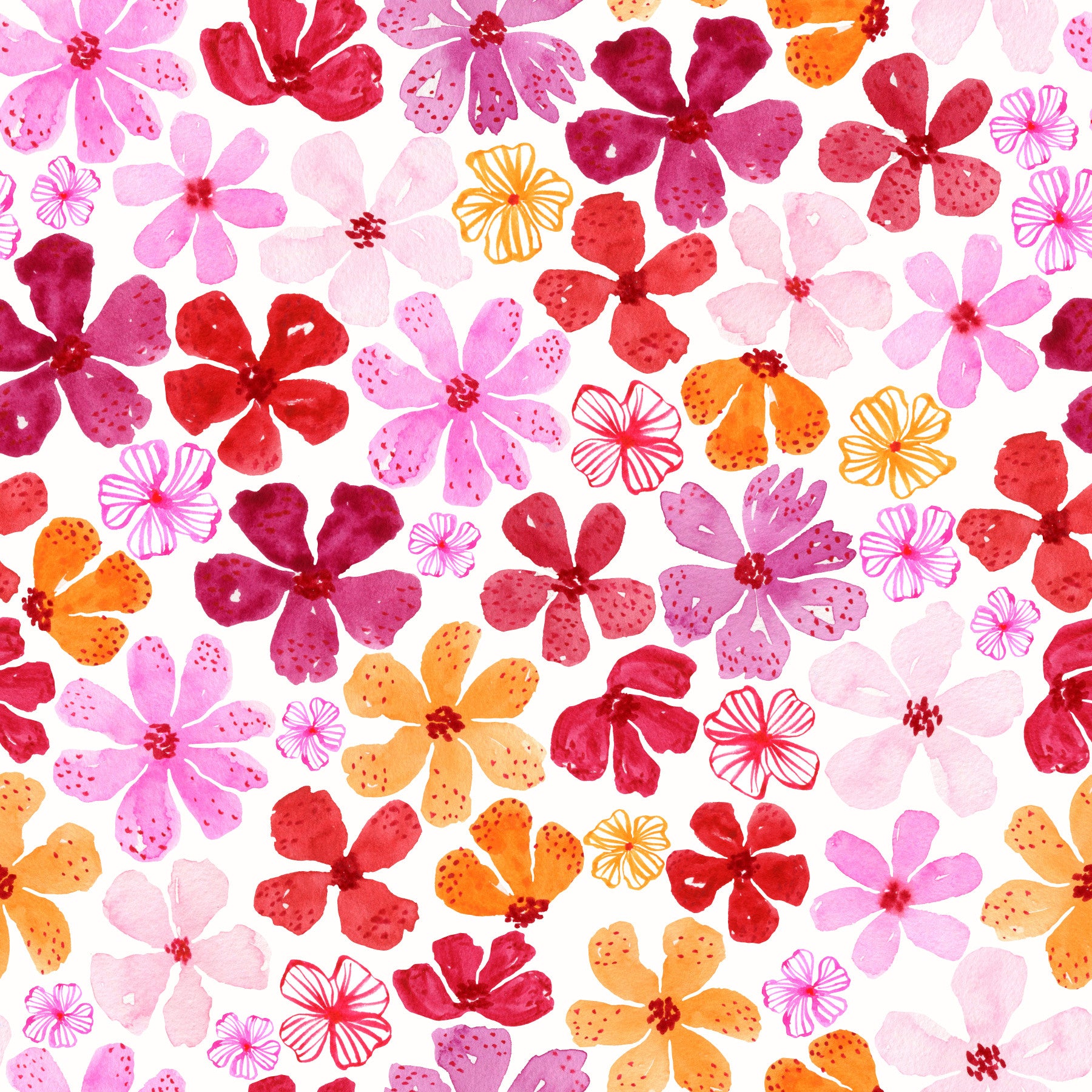 Watercolor Garden Blooms Wallpaper⁠