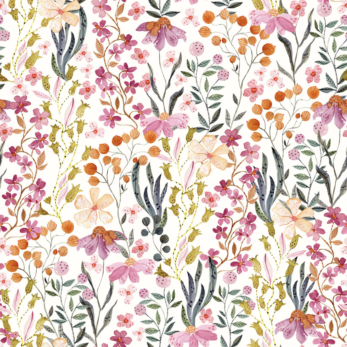 Watercolor Meadow Blooms Wallpaper⁠ in your room
