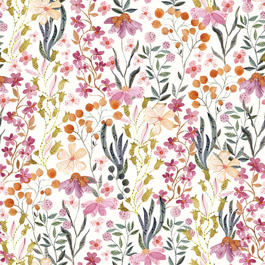 Watercolor Meadow Blooms Wallpaper⁠
