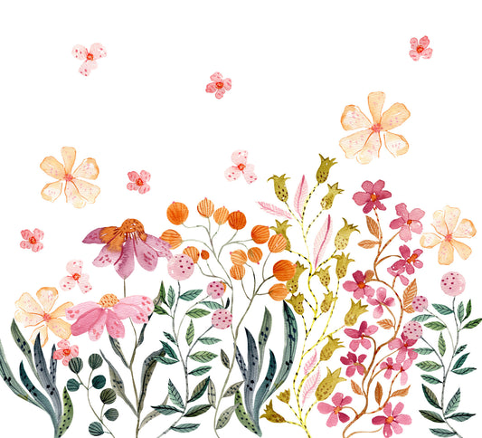 Watercolor Wildflower Meadow Field Wall Mural