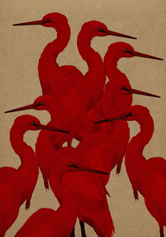 Minimalist Scarlet Flock Wall Mural