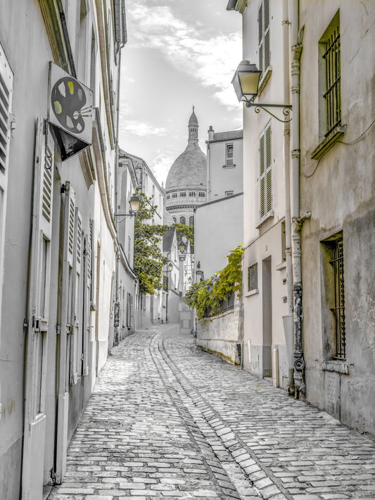 Montmartre Cobbled Parisian Alleyway Wall Mural