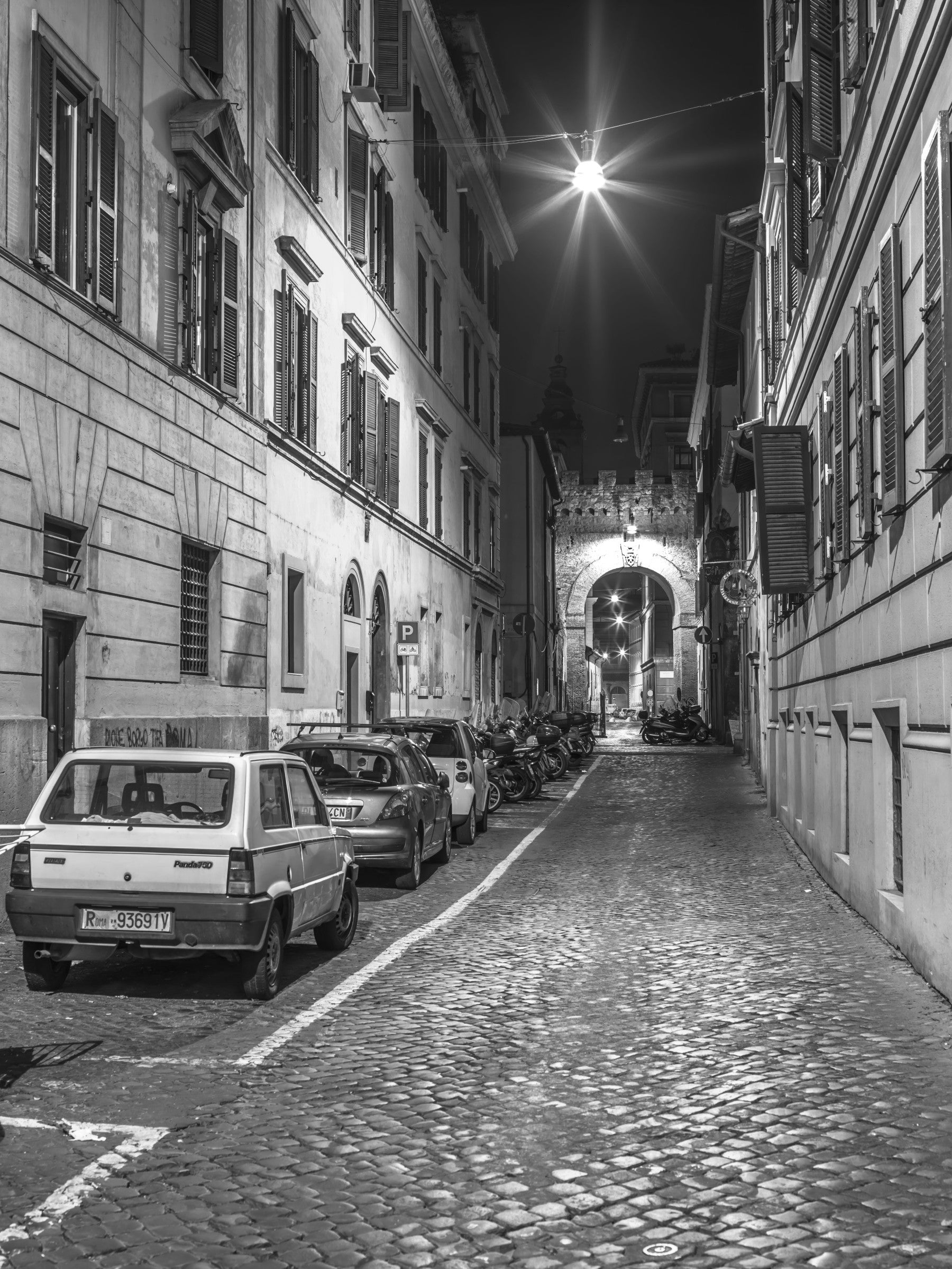 Italian Nighttime Cobblestone Alley Wall Mural
