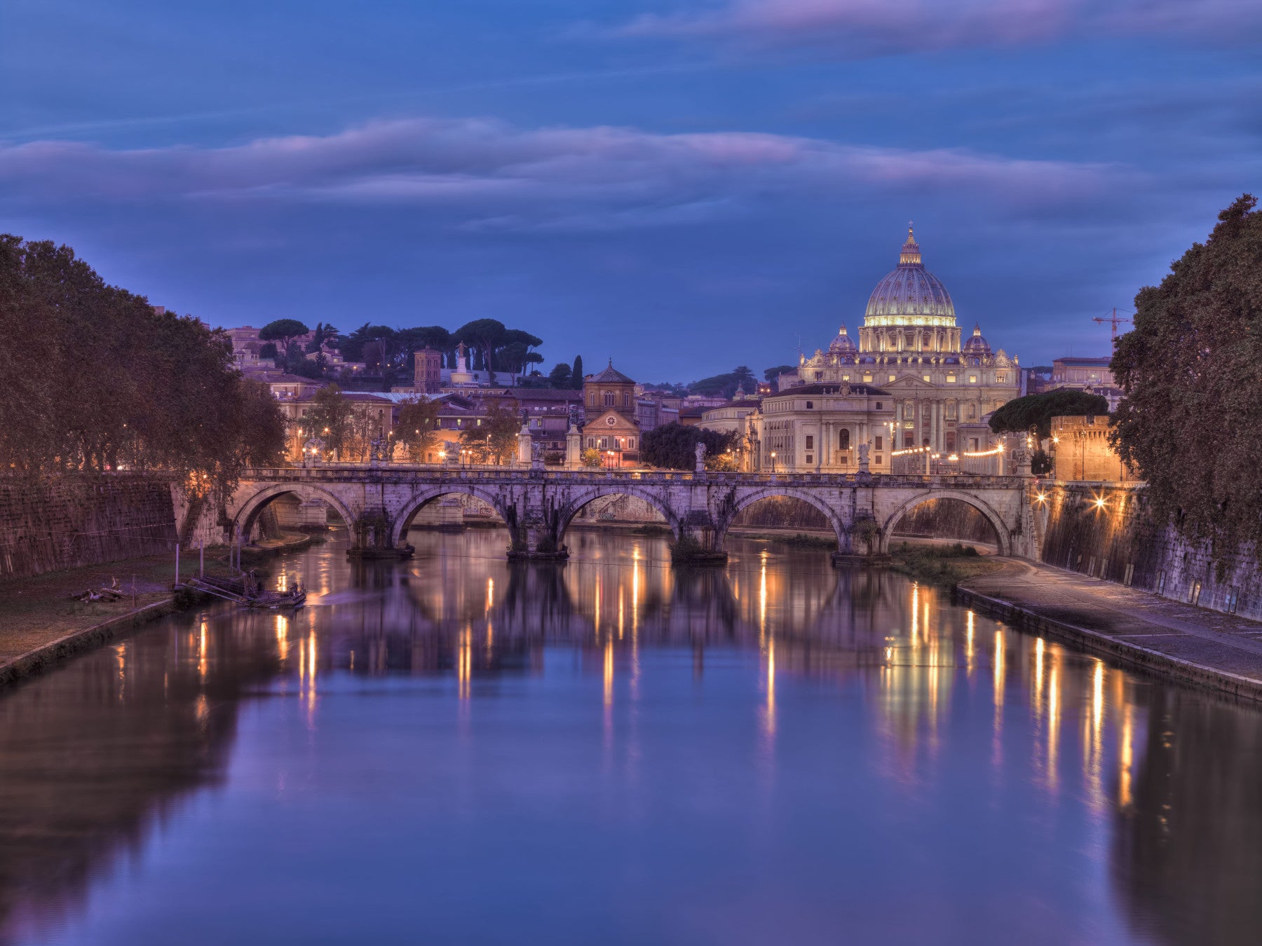 Eternal City Dusk Reflection Wall Mural