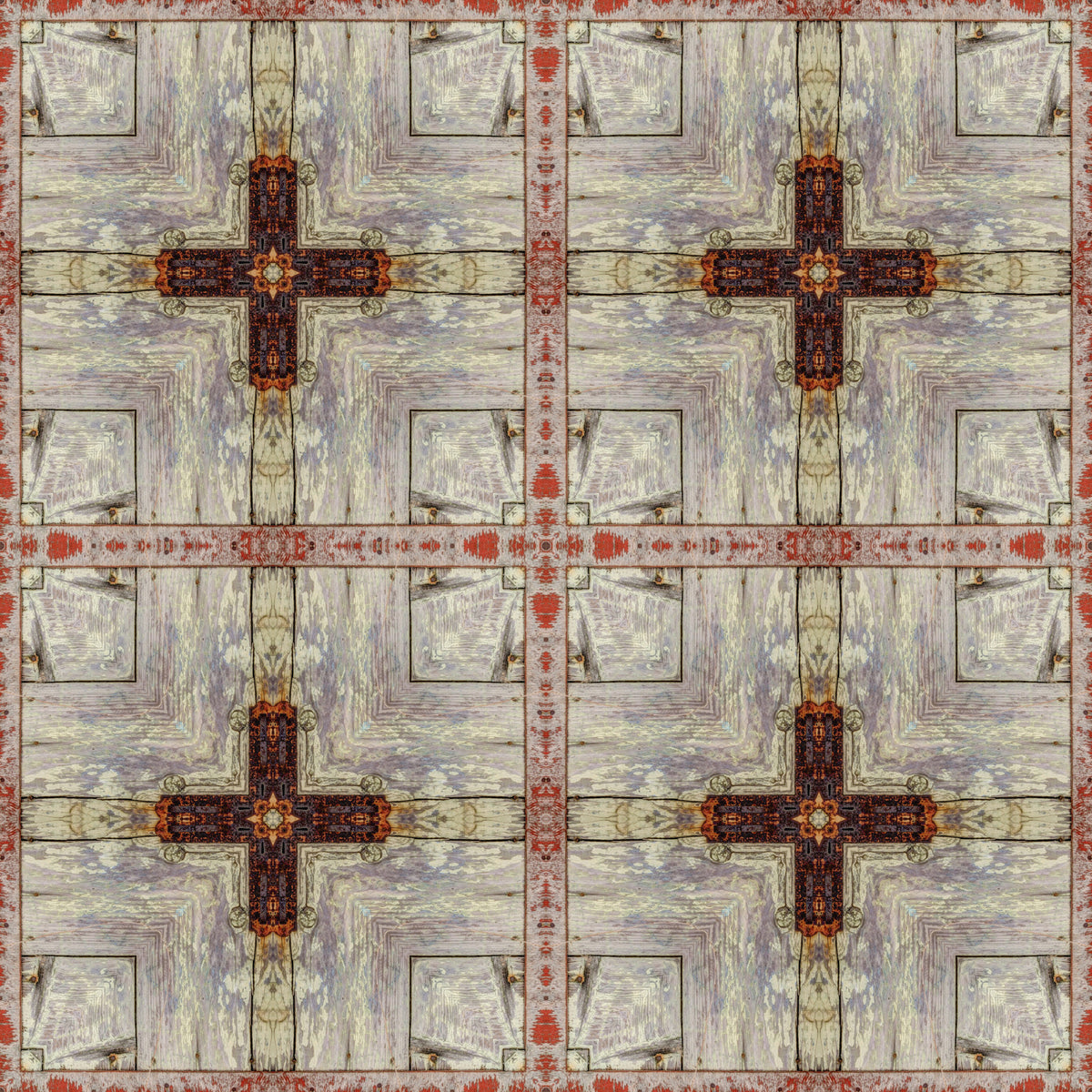 Aged Industrial Grid with Cross Overlay Wallpaper⁠