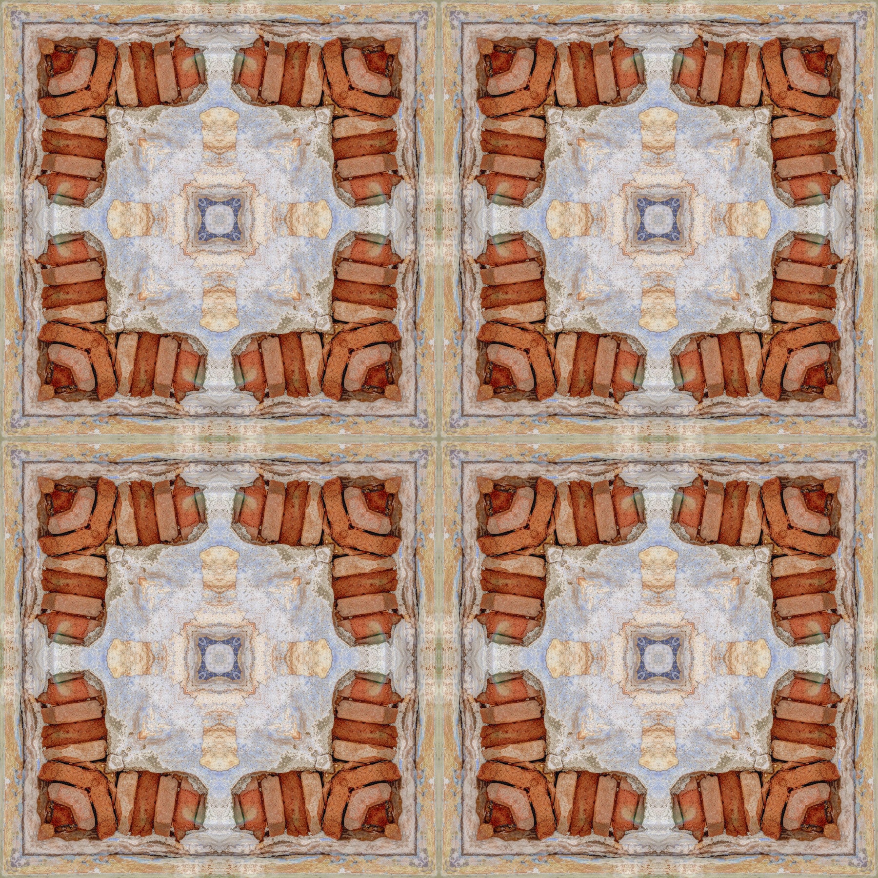 Aged Masonry Geometric Mosaic Wallpaper⁠