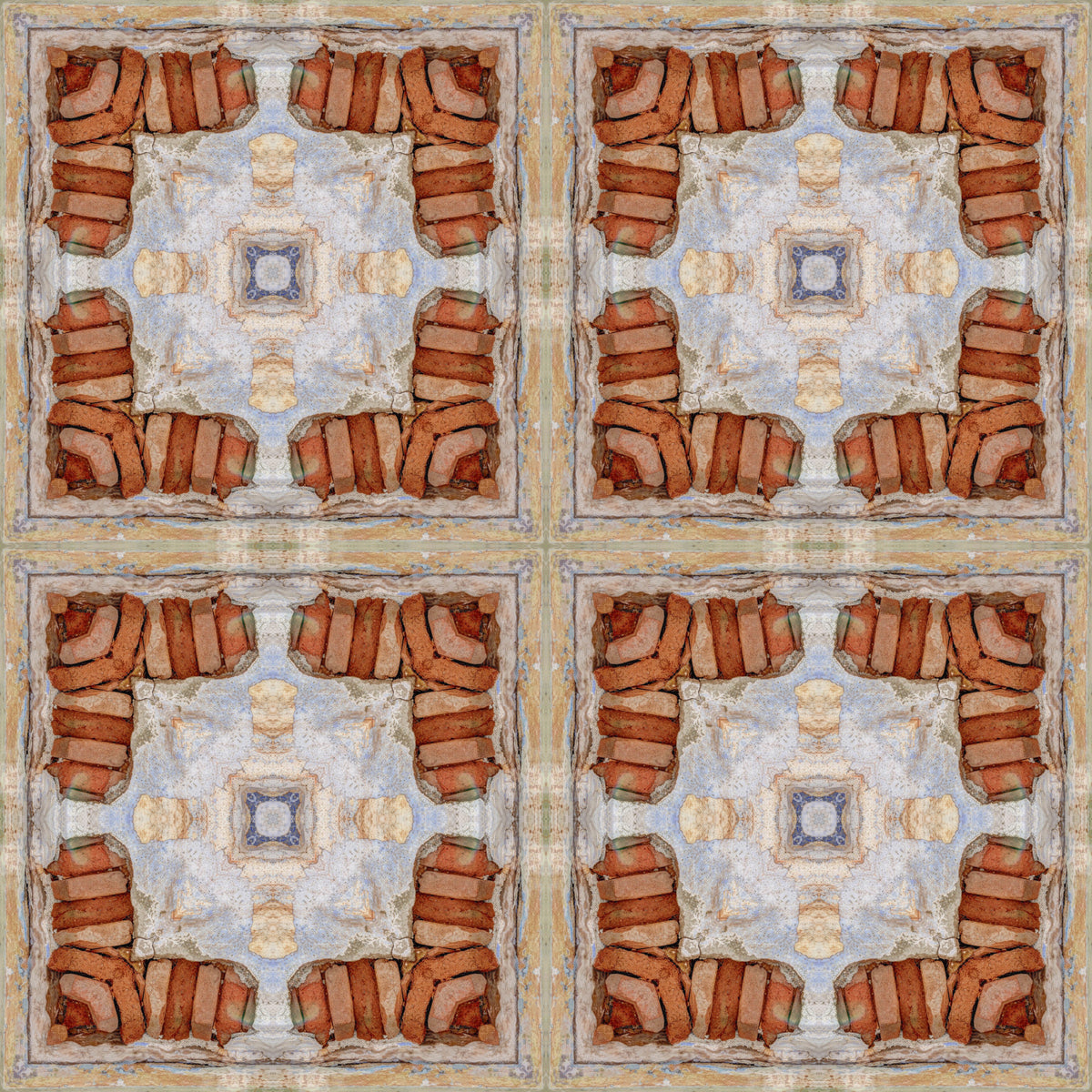 Aged Masonry Geometric Mosaic Wallpaper⁠ in your room — zoomed