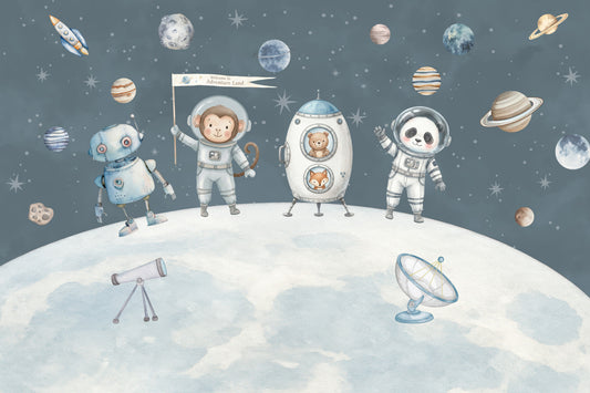 Cosmic Friends Space Exploration Wall Mural