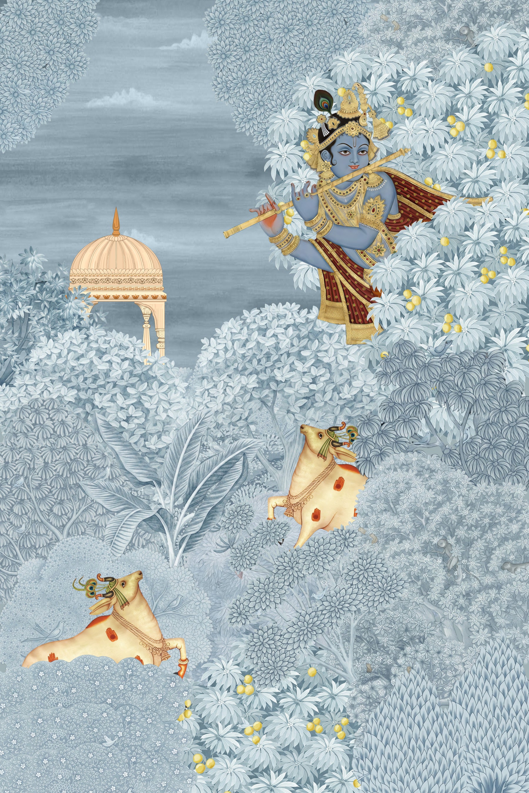Krishna Enchanted Forest Wall Mural