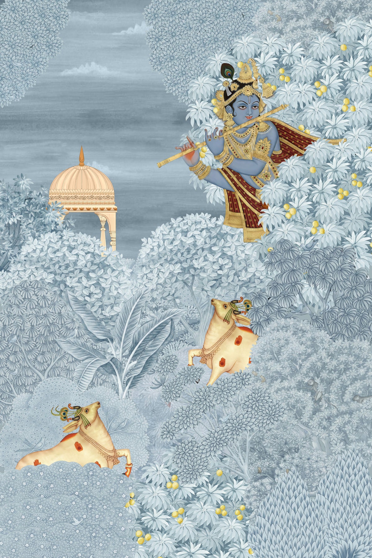 Krishna Enchanted Forest Wall Mural in your room