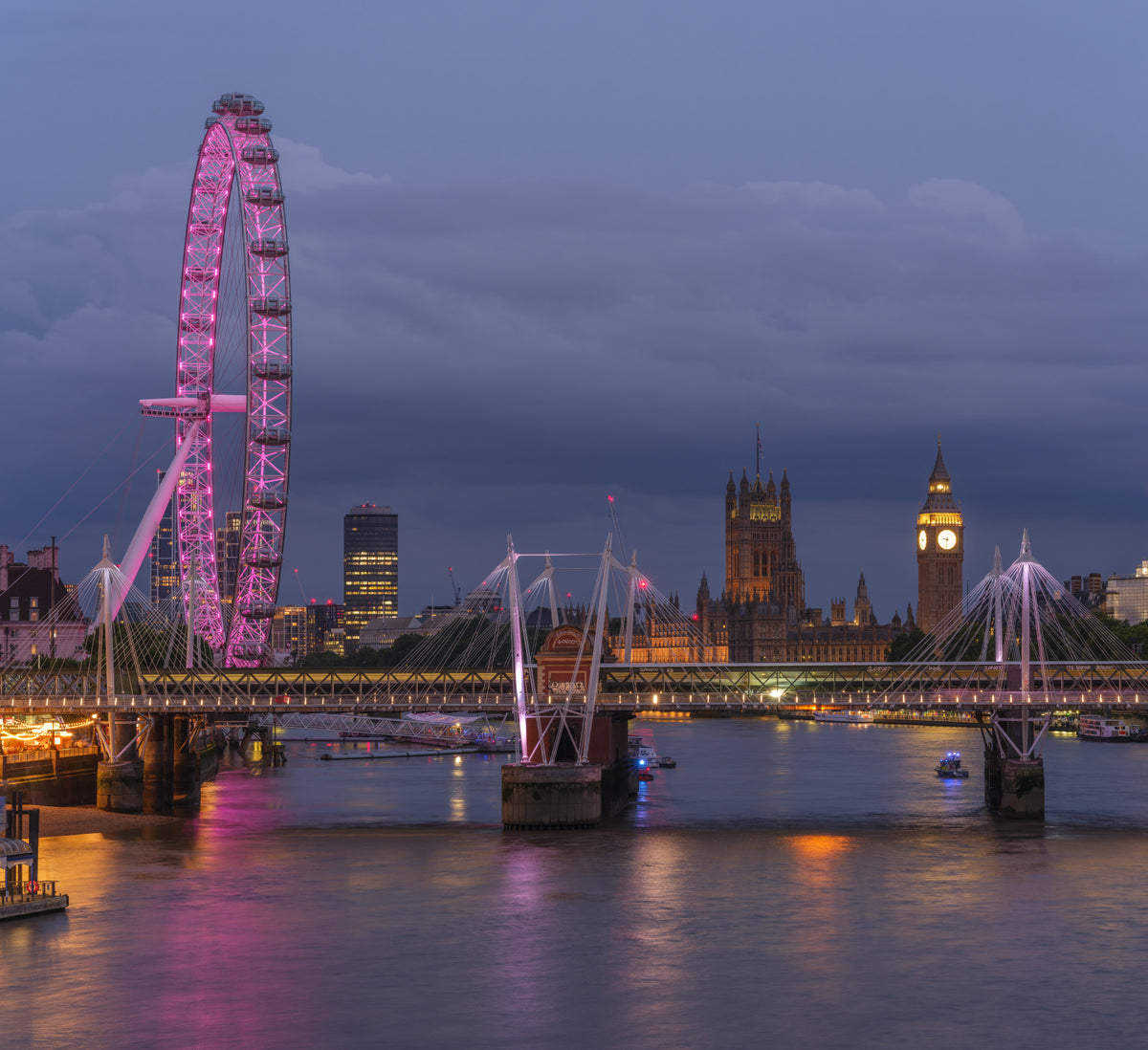 Evening River Thames Reflection Wall Mural in your room