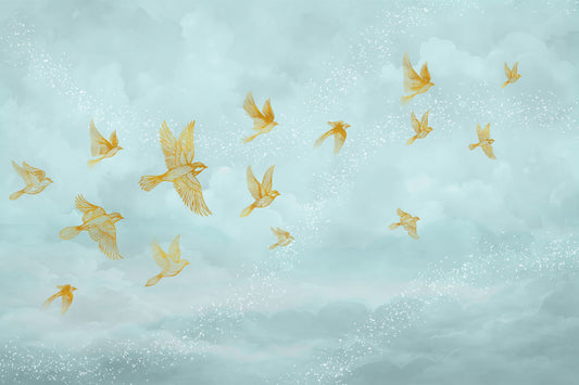 Golden Aviary Flight Wall Mural