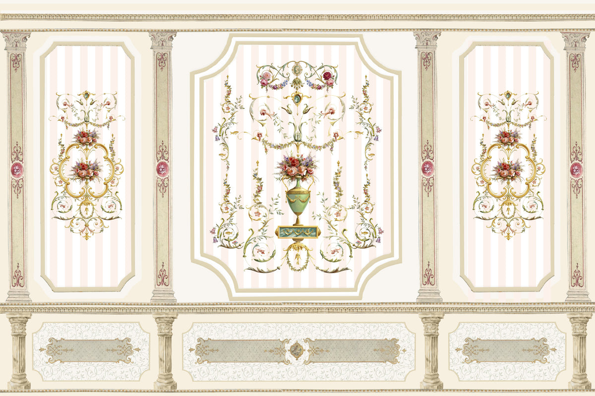 Regal Botanical Urn Motif Wall Mural in your room — zoomed
