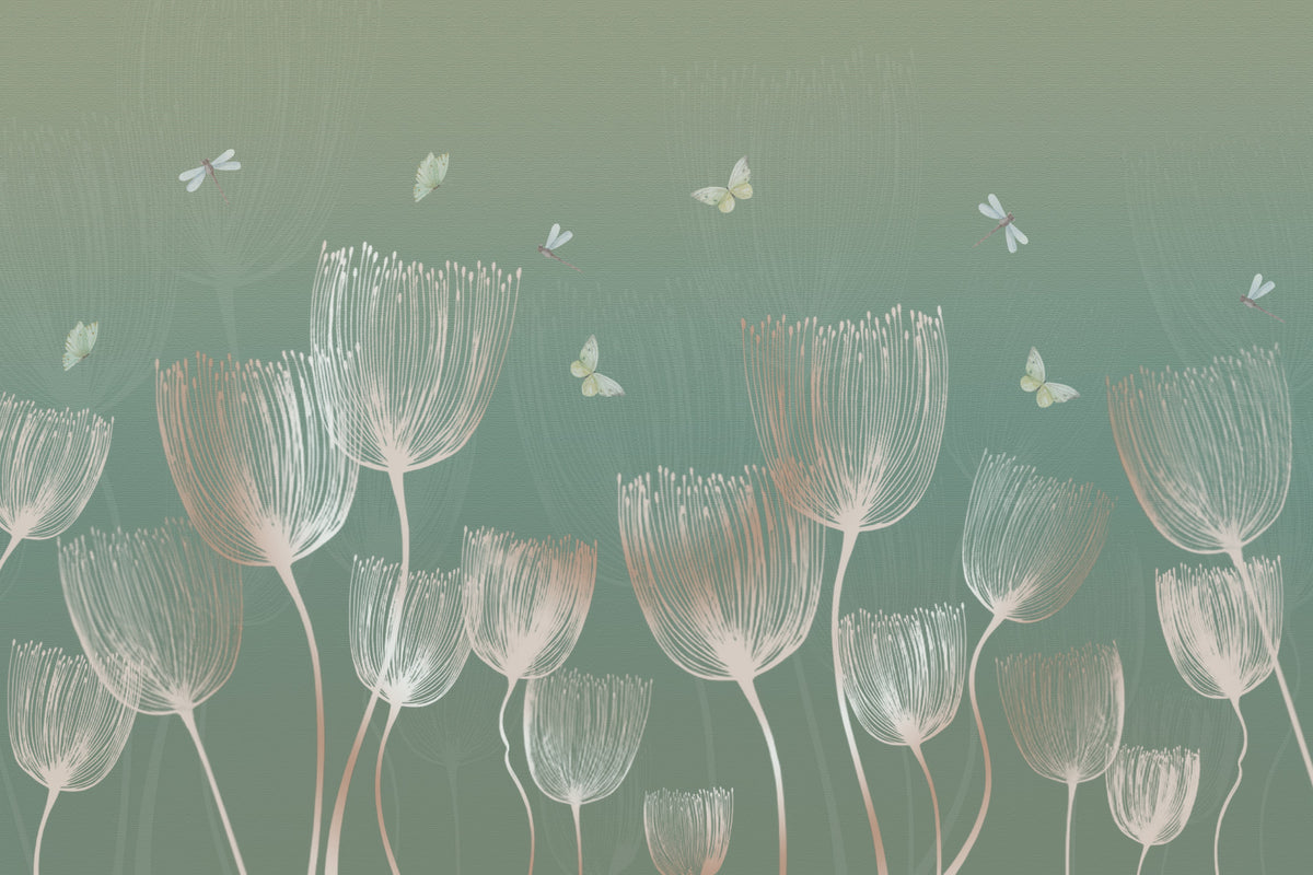 Ethereal Meadow Whispers Wall Mural in your room — zoomed