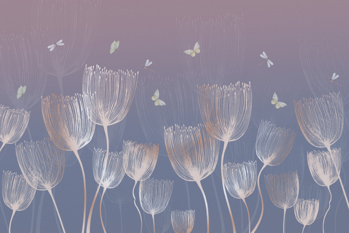 Ethereal Meadow Sketch Wall Mural in your room