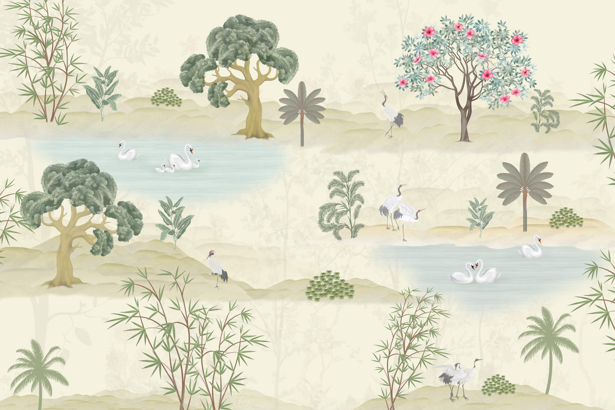 Ethereal Garden Sanctuary Wall Mural in your room — zoomed