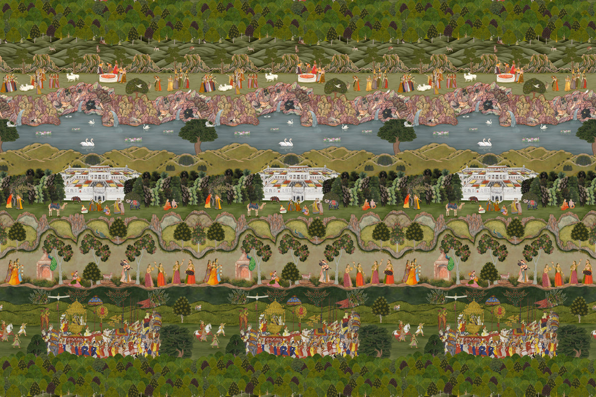 Mughal Heritage Garden Narrative Wall Mural in your room — zoomed