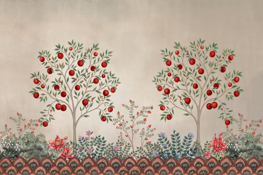 Rustic Fruit Orchard Heritage Print Wall Mural