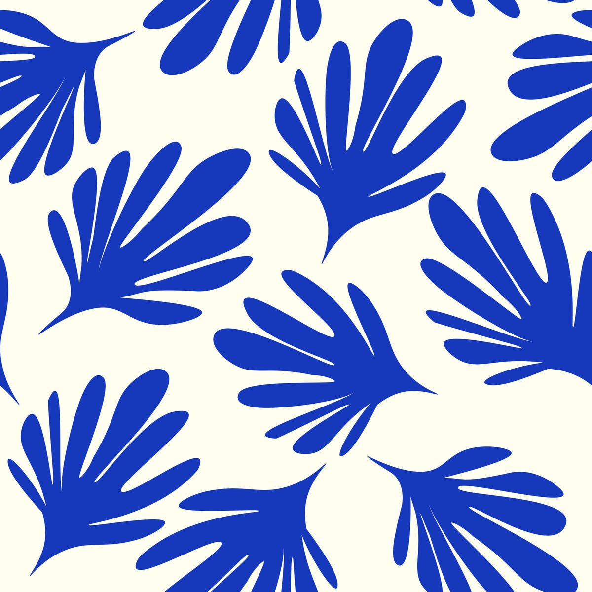 Bold Cobalt Leaf Silhouette Wallpaper⁠ in your room — zoomed