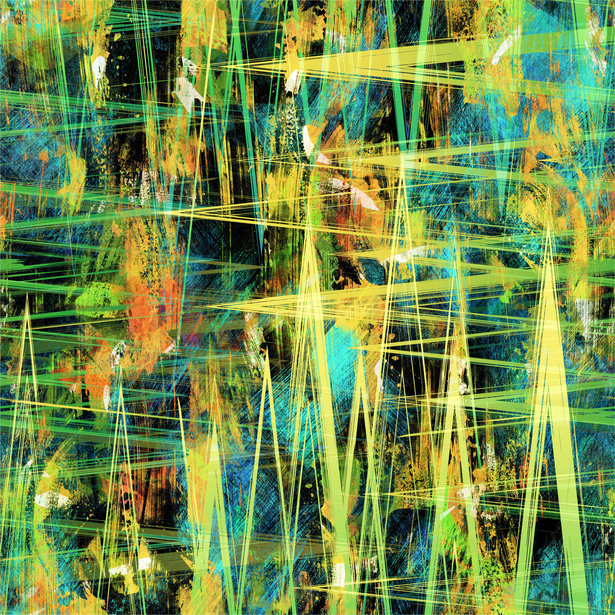 Abstract Neon Zigzag Art Wallpaper⁠ in your room — zoomed
