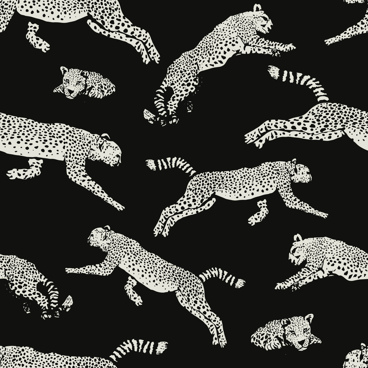 Monochrome Cheetah Motion Pattern Wallpaper⁠ in your room
