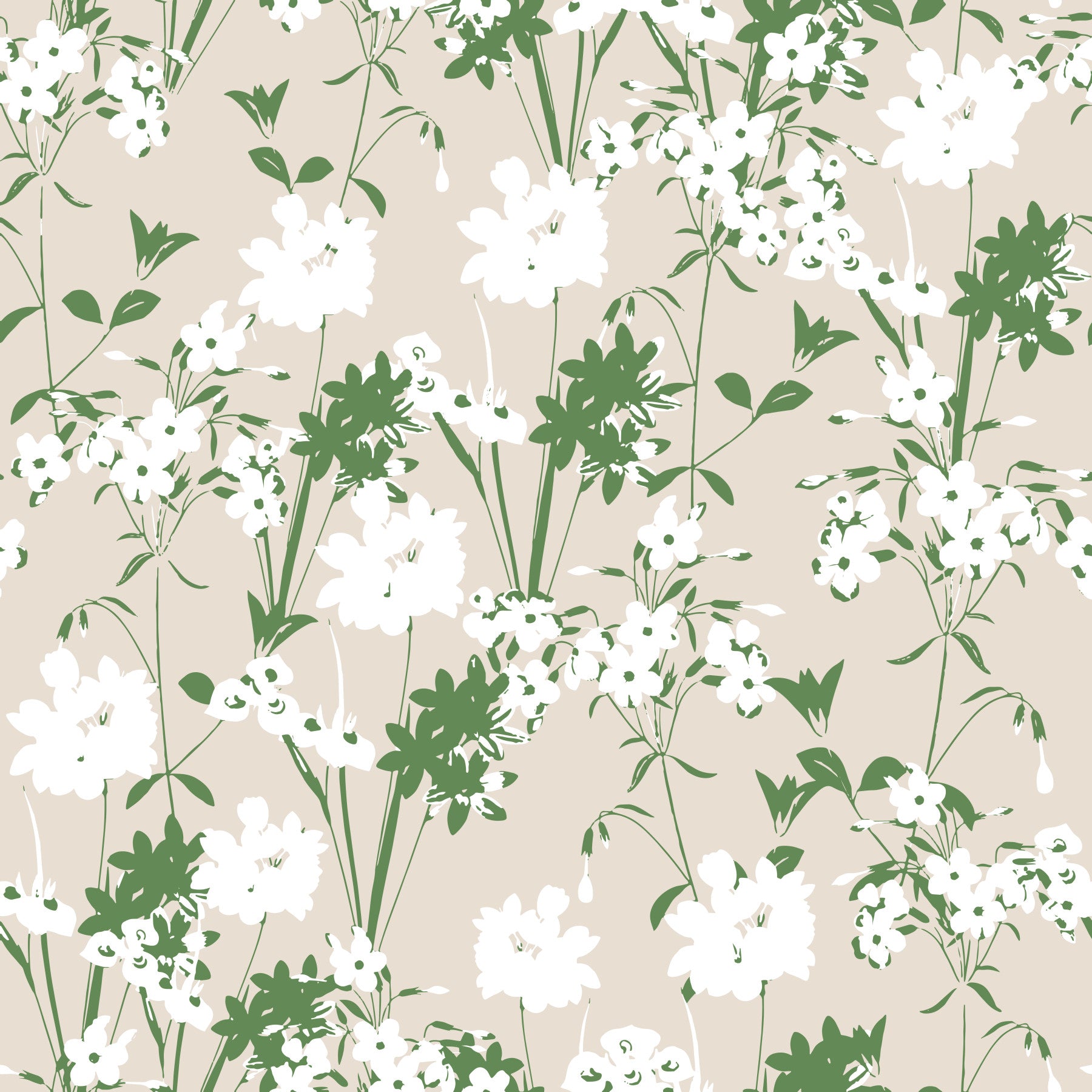 Minimalist Sage Meadow Silhouette Wallpaper⁠