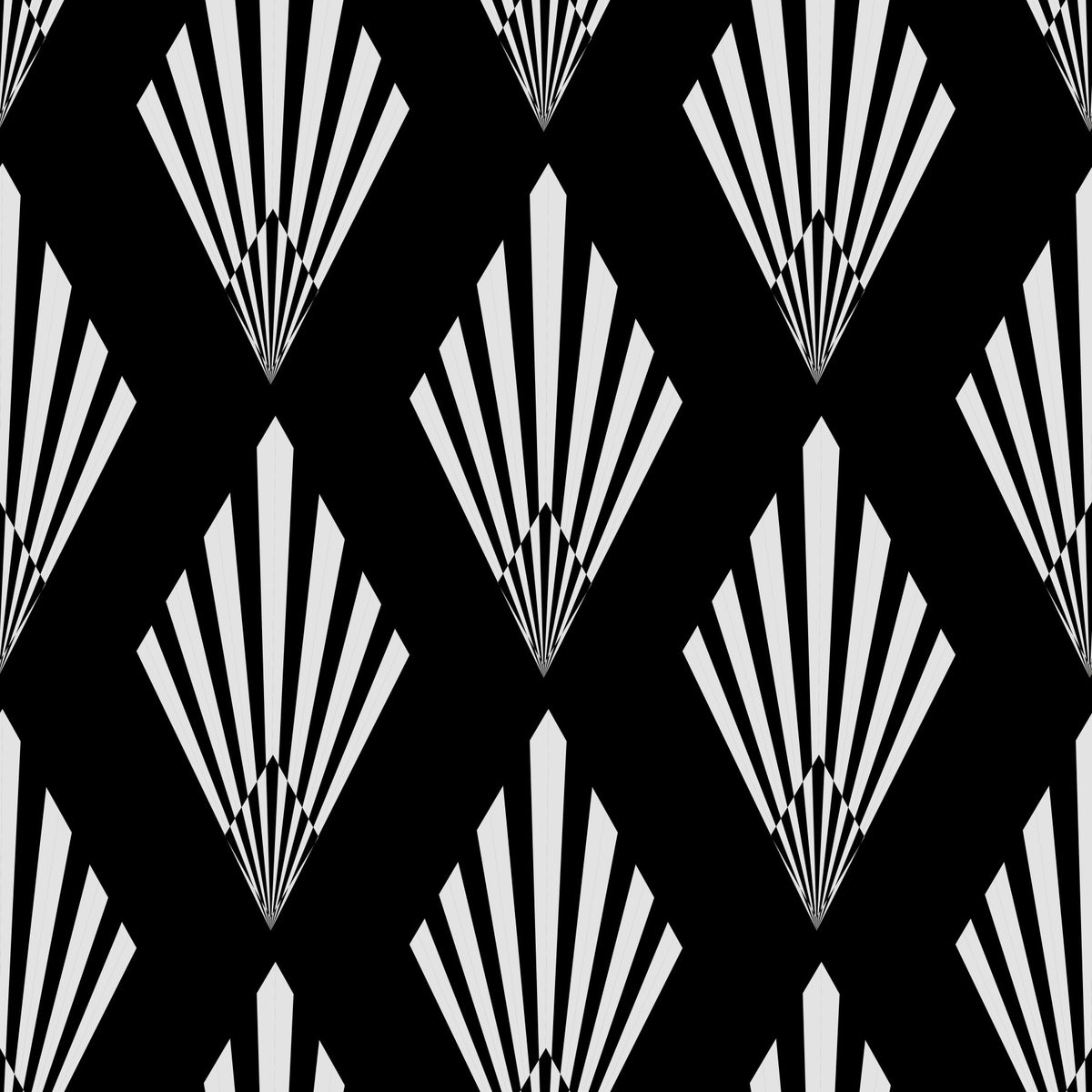 Monochromatic Art Deco Fan Pattern Wallpaper⁠
