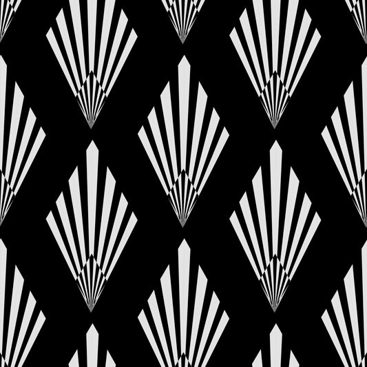 Monochromatic Art Deco Fan Pattern Wallpaper⁠