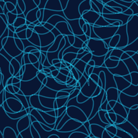 Navy Fluid Scribble Art Wallpaper⁠