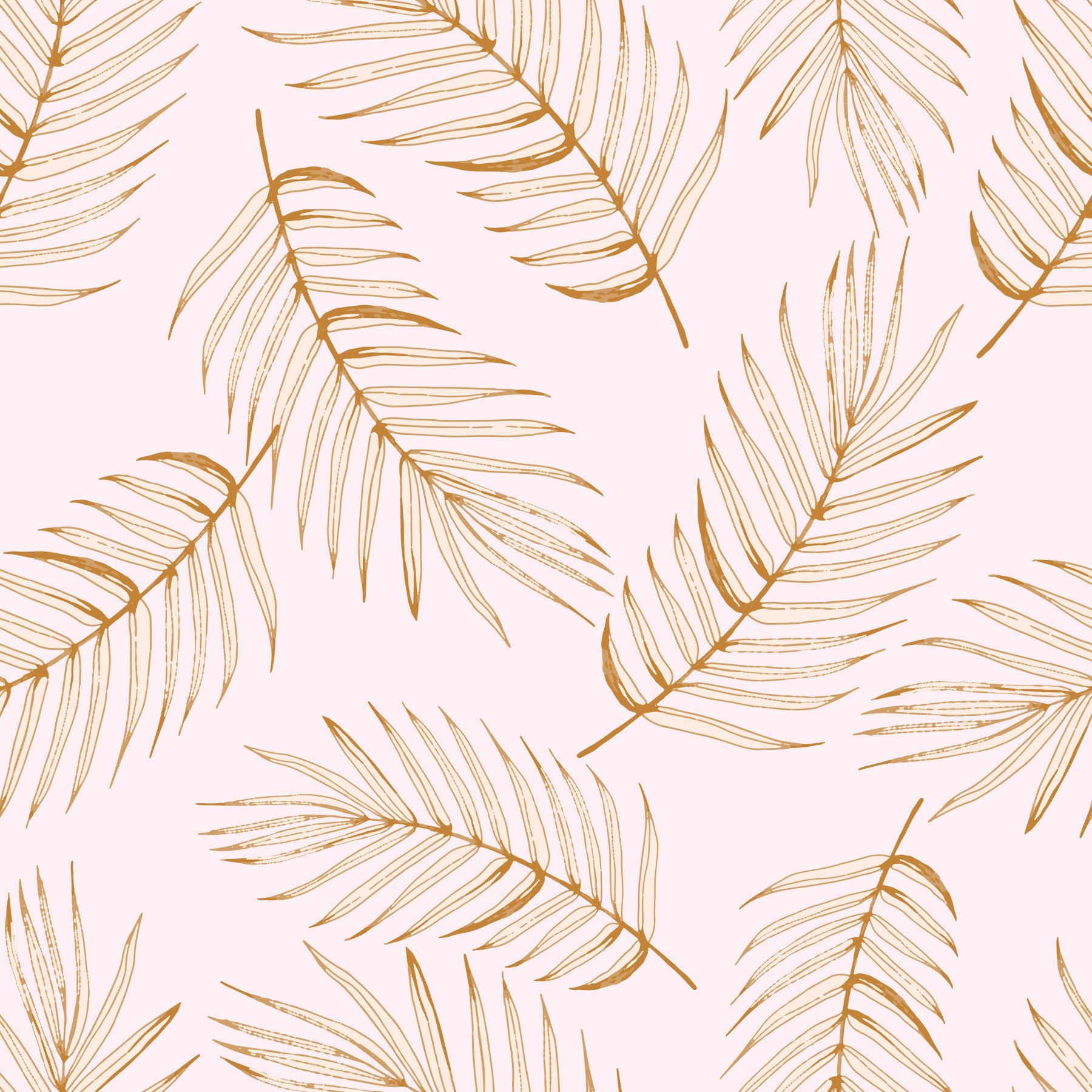 Golden Palm Leaf Outline Pattern Wallpaper⁠
