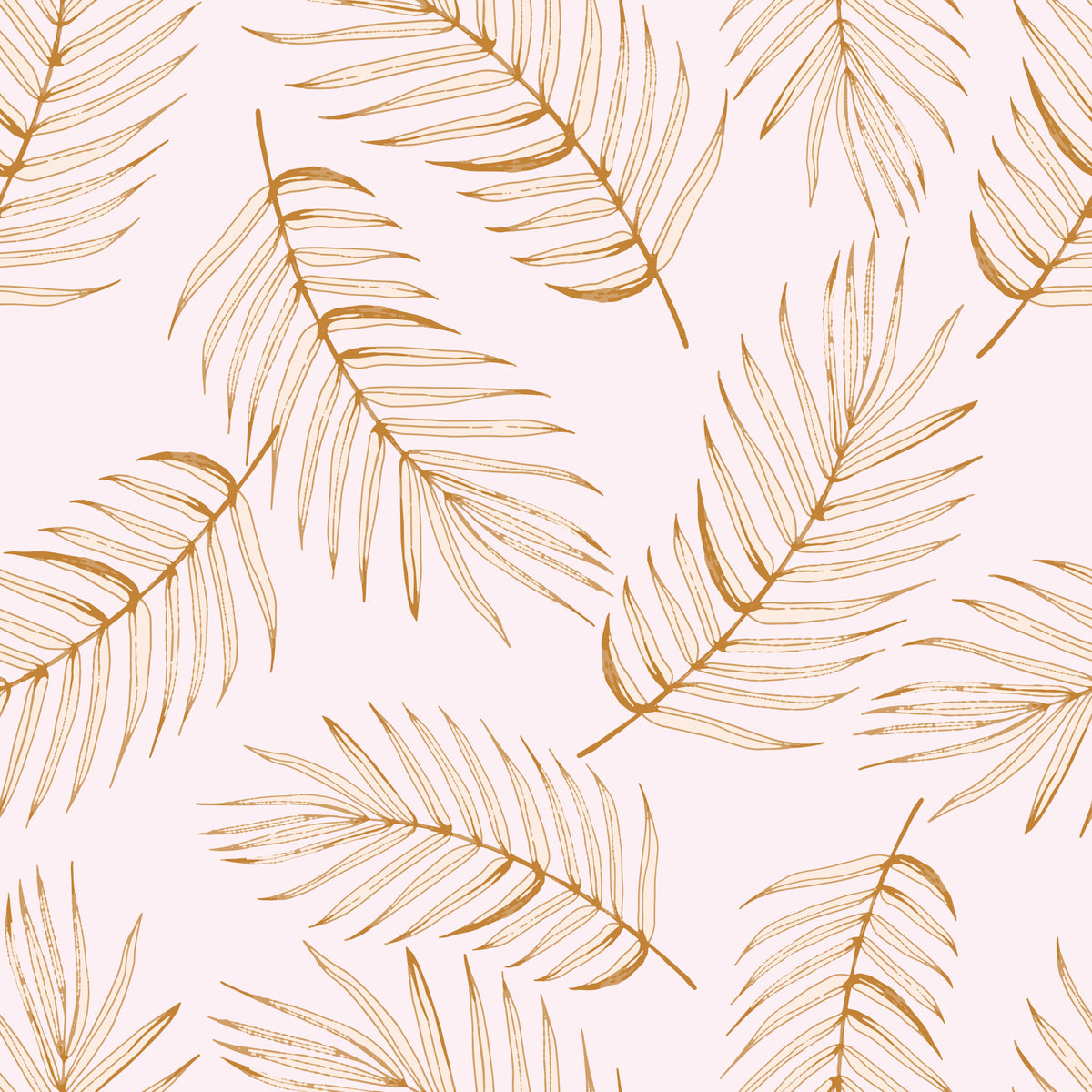 Golden Palm Leaf Outline Pattern Wallpaper⁠ in your room