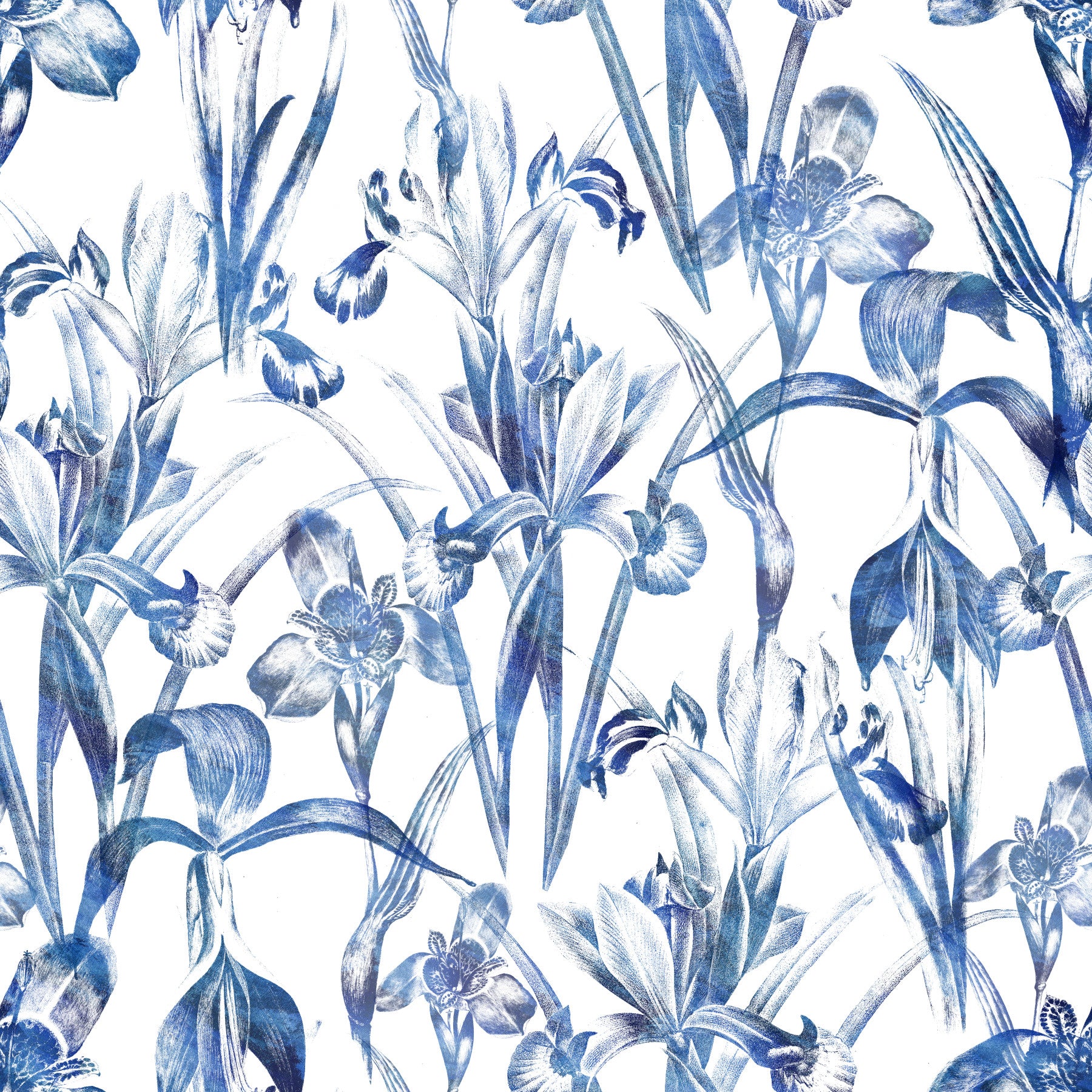 Indigo Botanical Sketch Wallpaper⁠