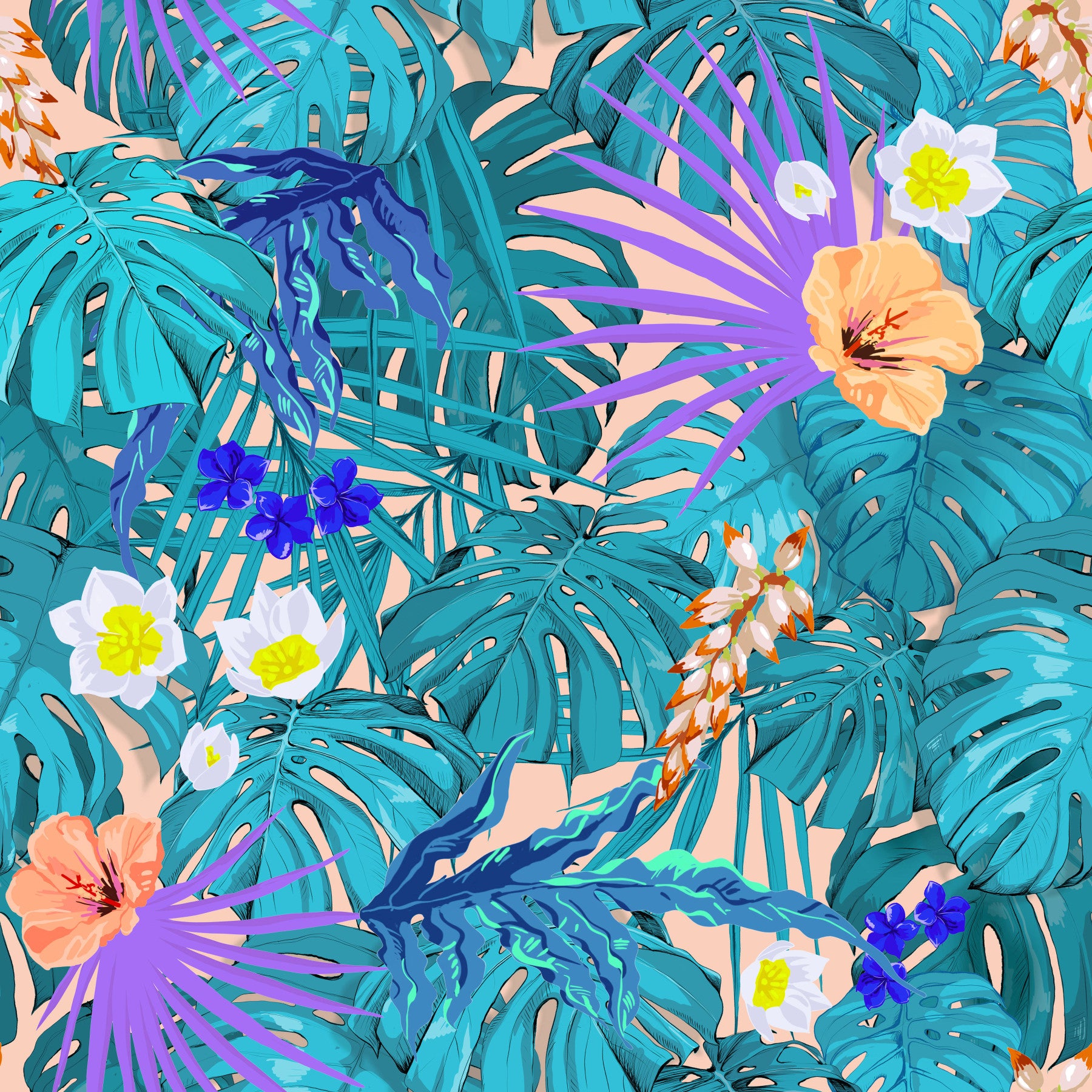 Tropical Jungle Bloom Wallpaper⁠