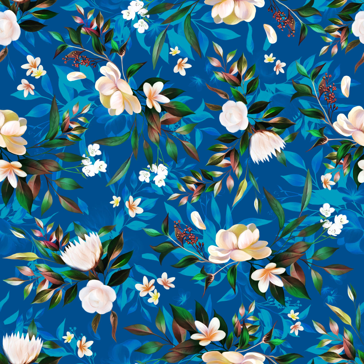Deep Indigo Botanical Bloom Wallpaper⁠ in your room