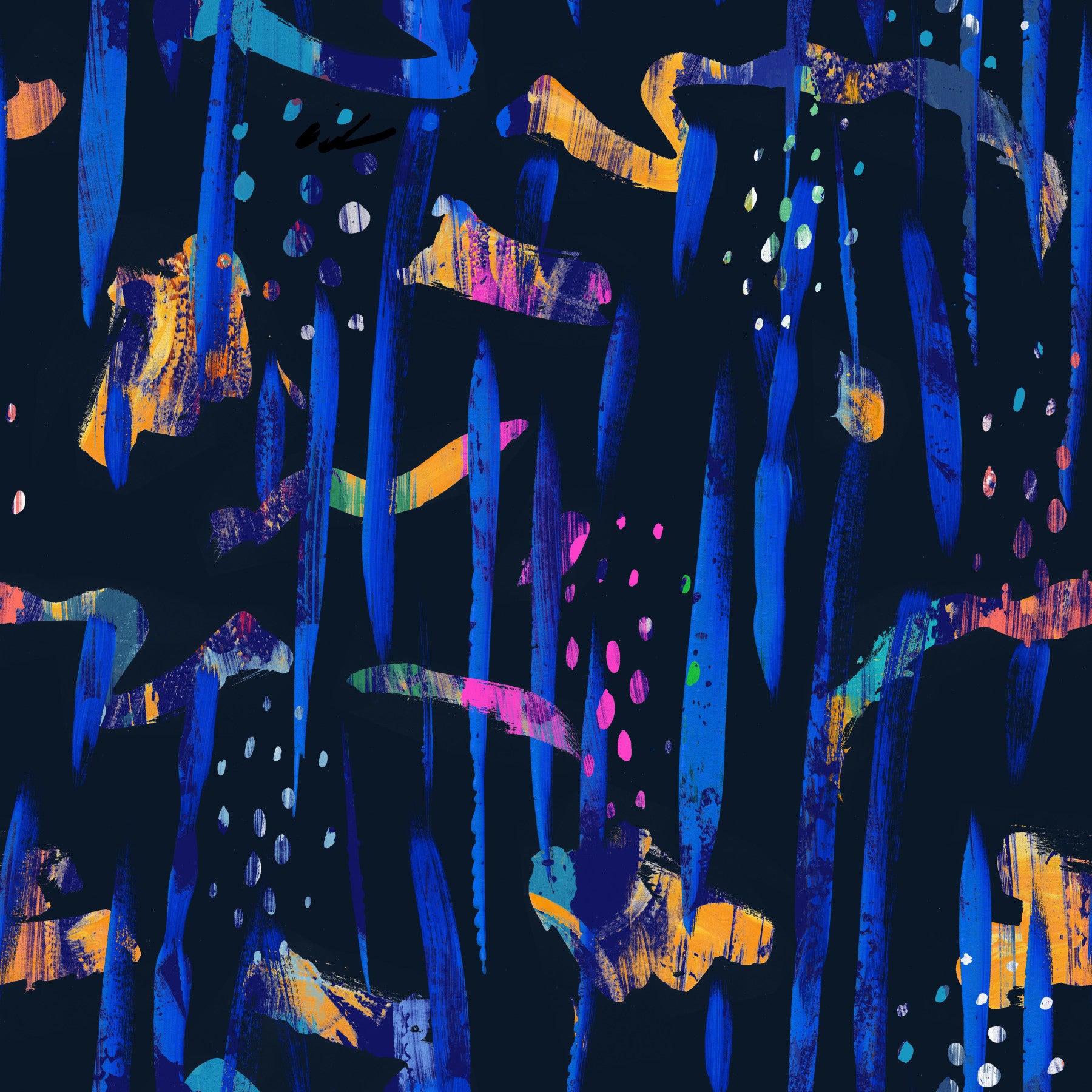 Midnight Blue Painted Harmony Wallpaper⁠