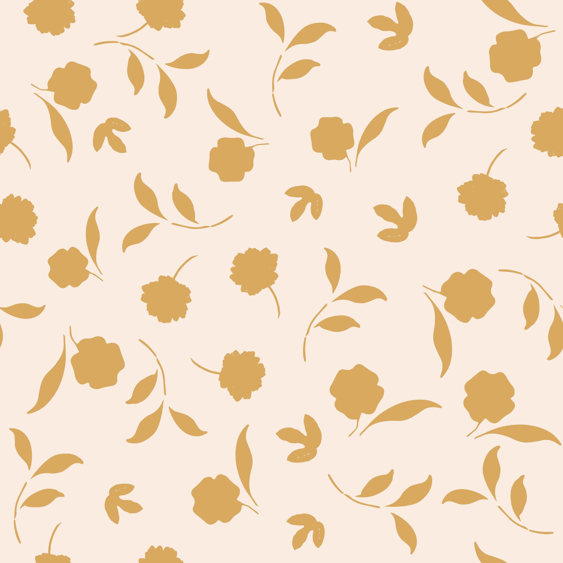 Minimalist Gold Floral Sprigs Wallpaper⁠