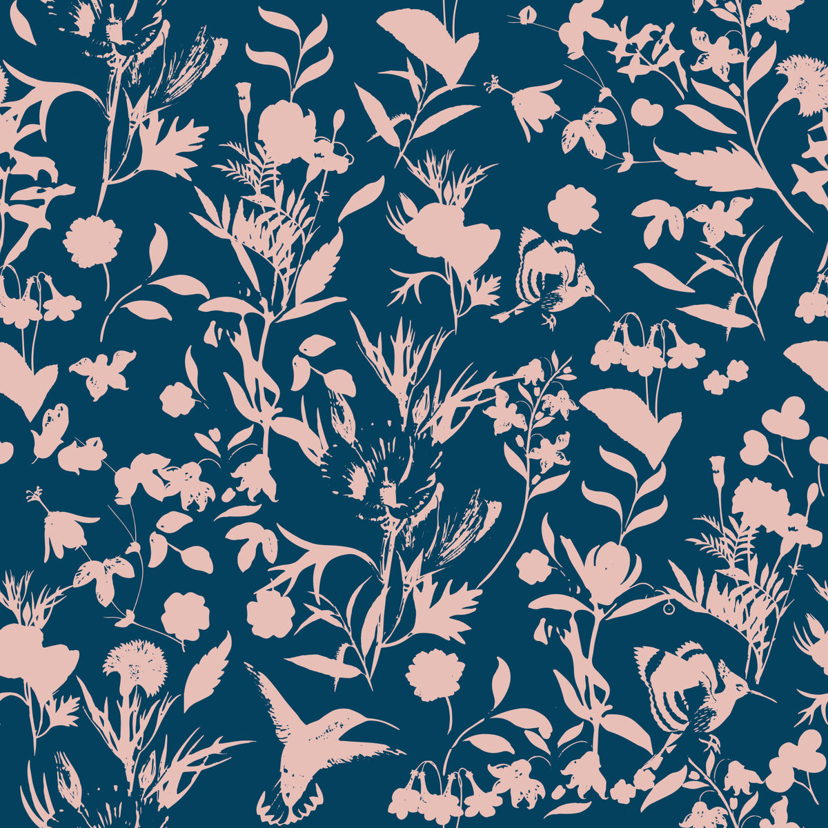 Midnight Flora Silhouette Wallpaper⁠ in your room