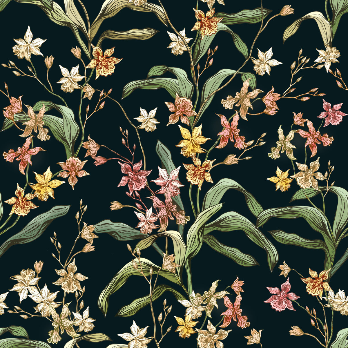 Midnight Botanical Orchard Wallpaper⁠ in your room