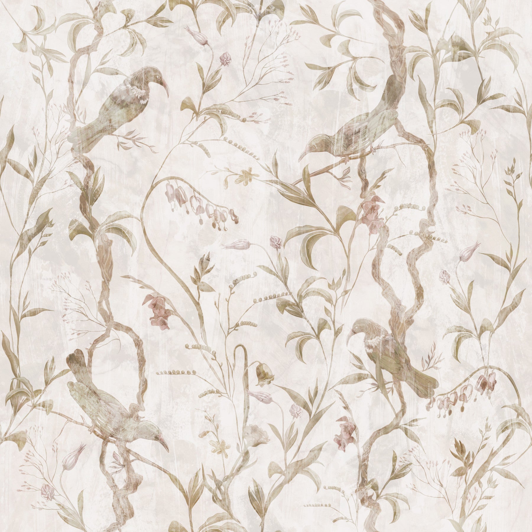 Ethereal Bird and Vine Illustration Wallpaper⁠