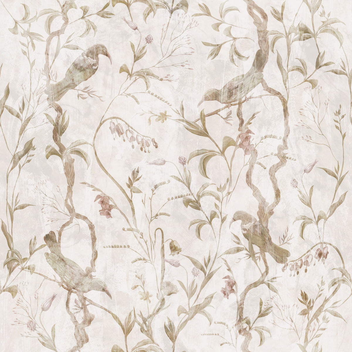 Ethereal Bird and Vine Illustration Wallpaper⁠ in your room
