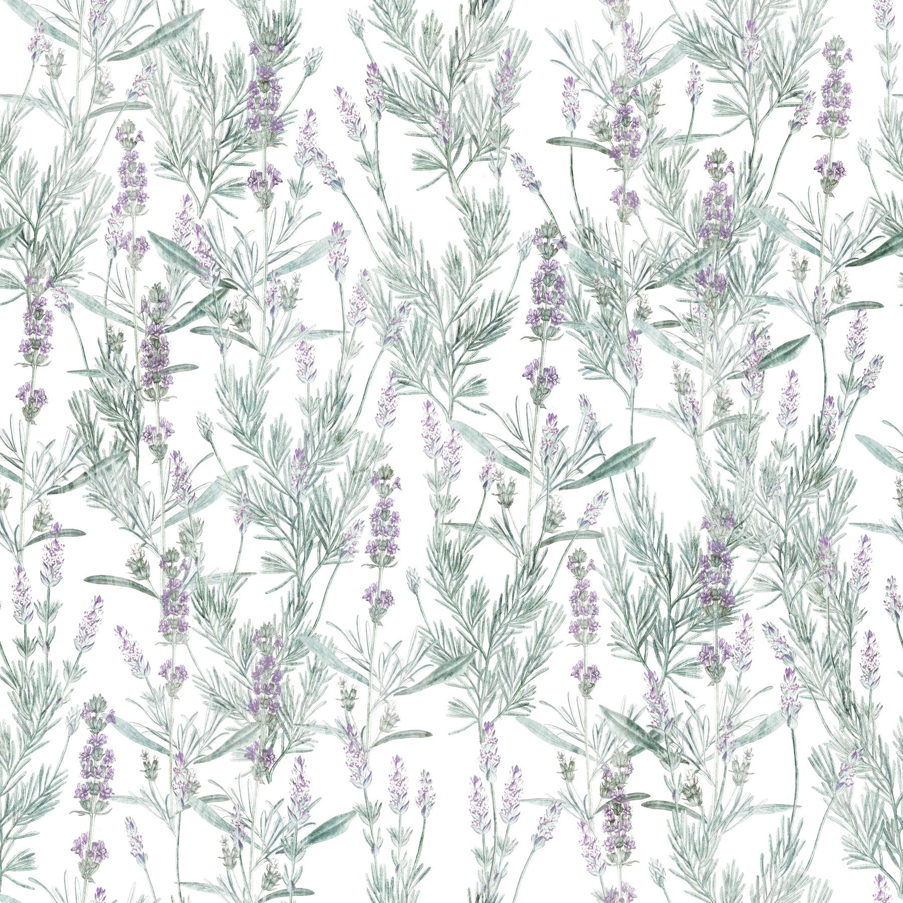 Serene Lavender Sprigs Botanical Wallpaper⁠