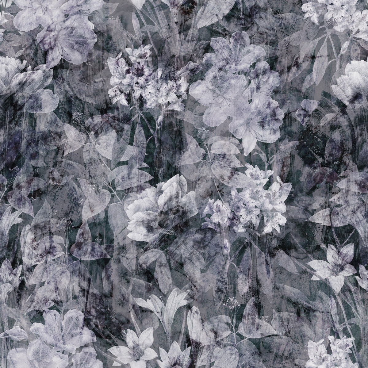 Midnight Flora Grunge Wallpaper⁠