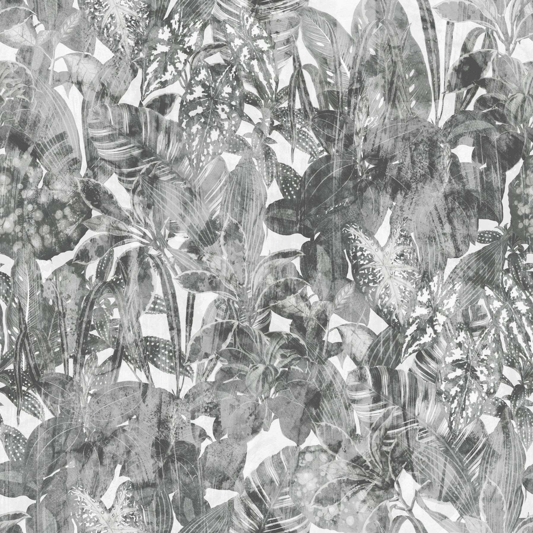 Monochrome Jungle Foliage Wallpaper⁠