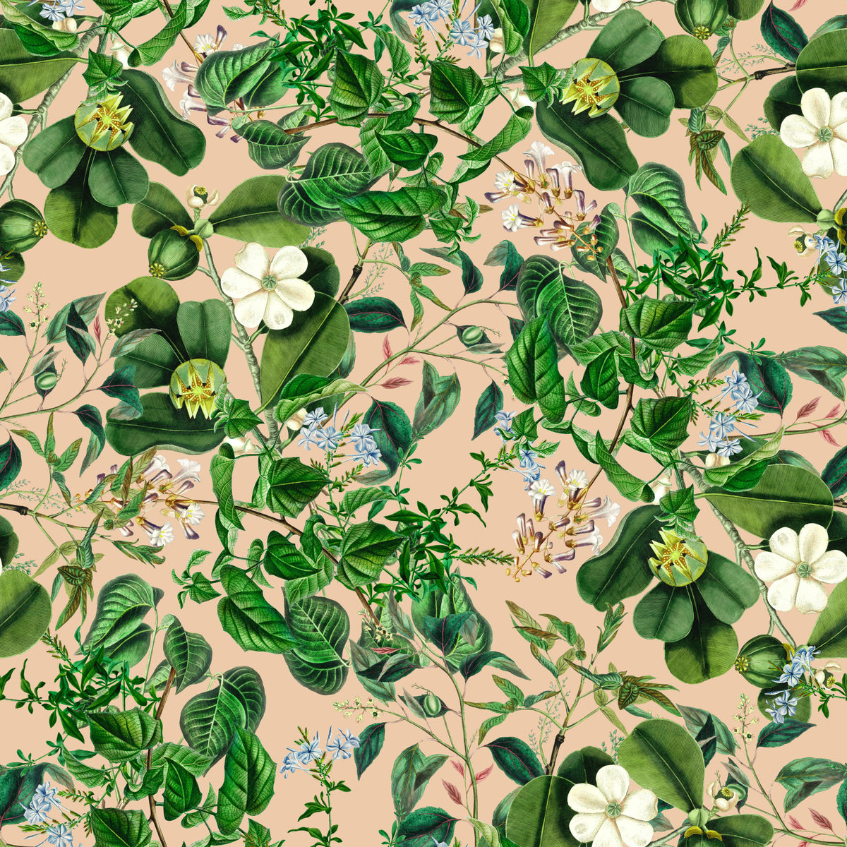 Vintage Botanical Foliage Wallpaper⁠ in your room