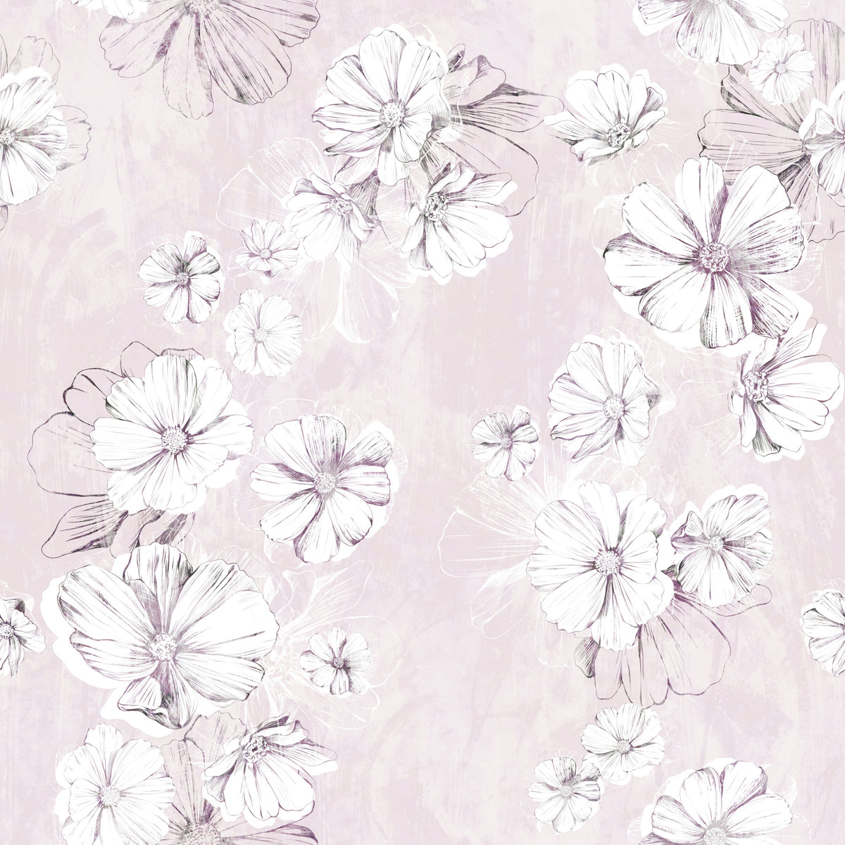 Soft Blush Botanical Illustration Wallpaper⁠ in your room