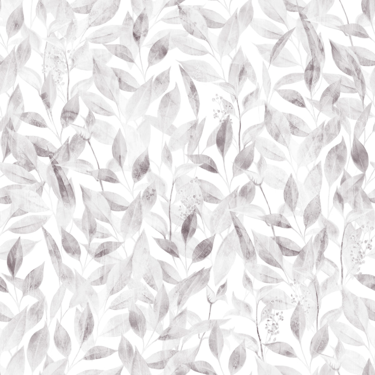 Muted Grey Botanical Foliage Wallpaper⁠ in your room — zoomed