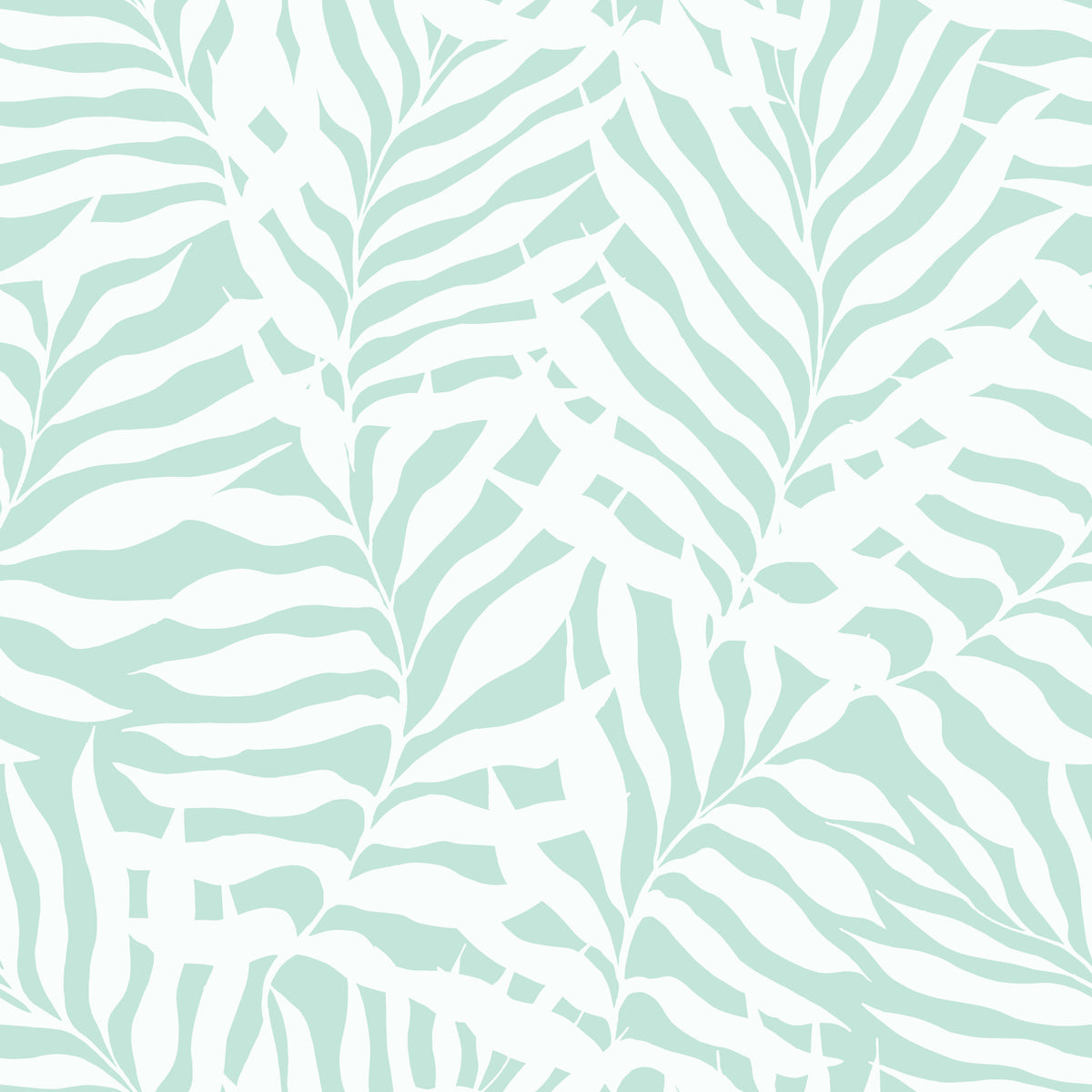 Soft Mint Tropical Fern Leaves Wallpaper⁠ in your room