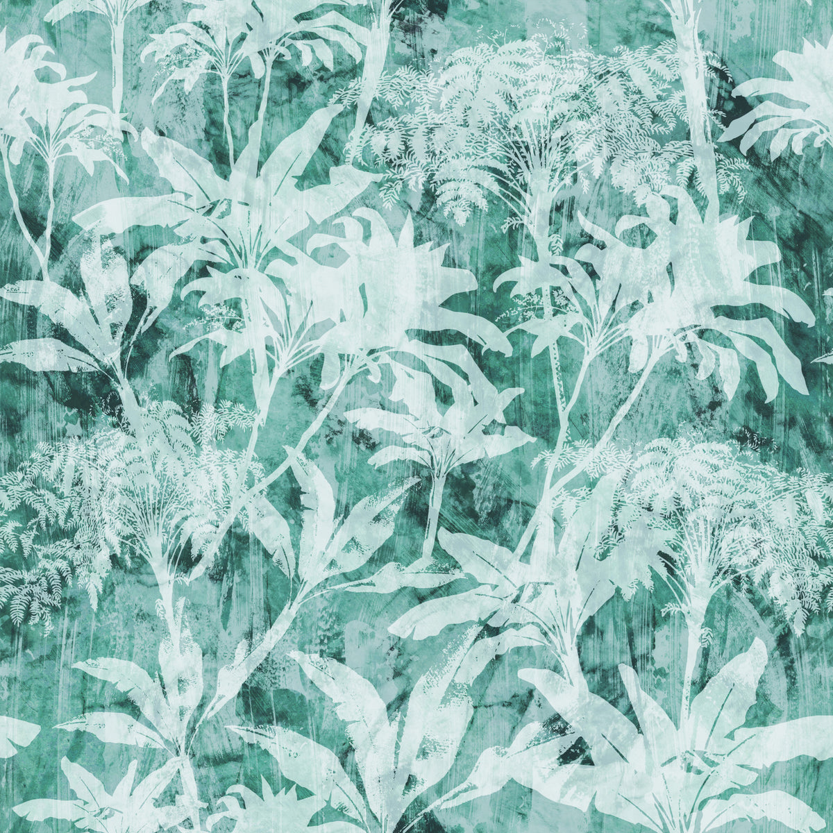 Teal Tropical Botanical Foliage Wallpaper⁠ in your room